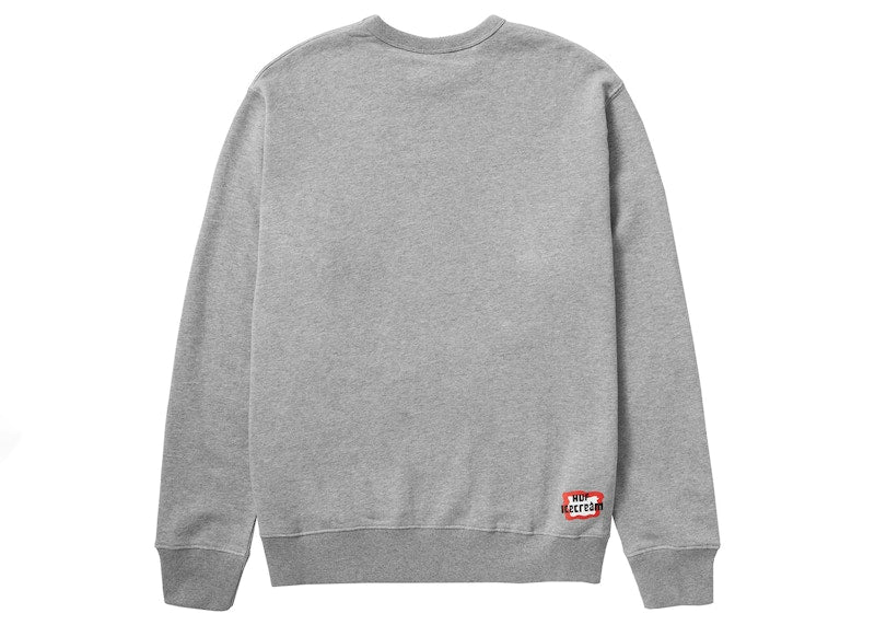 HUF x Ice Cream Triple Scoop Crewneck Sweatshirt Heather Grey
