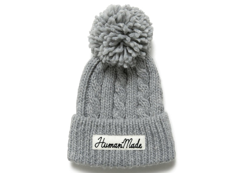 Human Made Cable Pop Beanie Grey