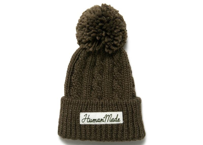 Human Made Cable Pop Beanie Olive Drab