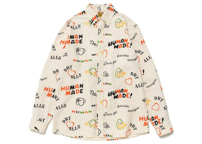 Human Made Dry Alls Duck Printed BD L/S Shirt White