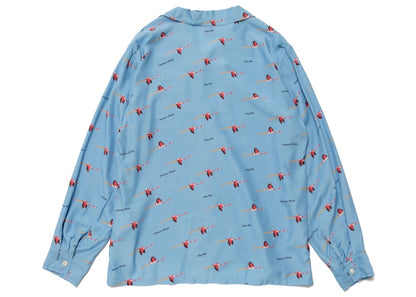 Human Made Flamingo Open Collar L/S Shirt Blue