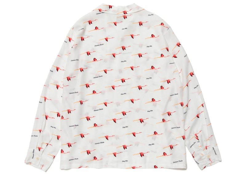 Human Made Flamingo Open Collar L/S Shirt White