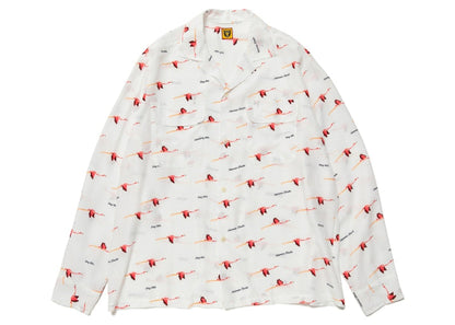 Human Made Flamingo Open Collar L/S Shirt White