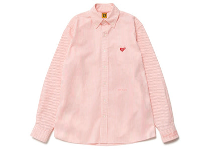 Human Made Heart Logo Stripe BD Shirt Pink