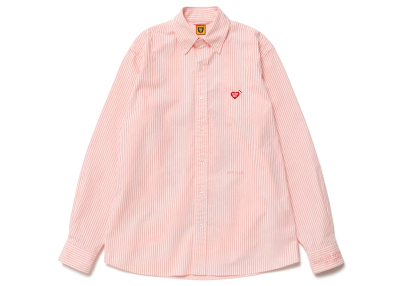 Human Made Heart Logo Stripe BD Shirt Pink