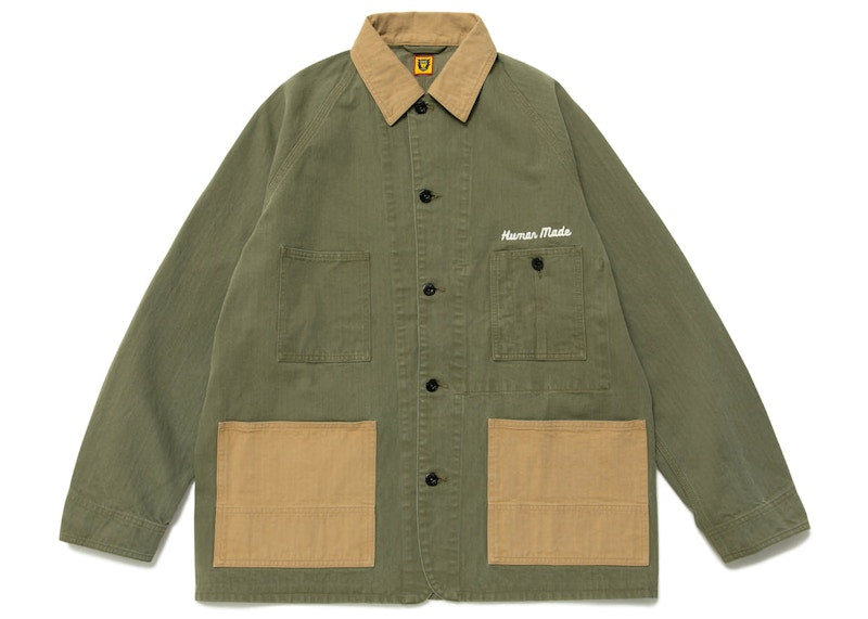 Human Made Herringbone Coverall Jacket Olive Drab