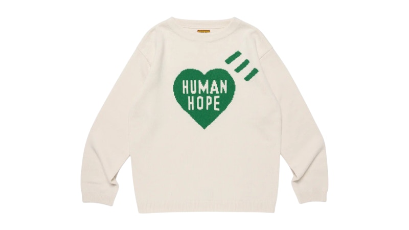 Human Made Human Hope Heart Knit Sweater White