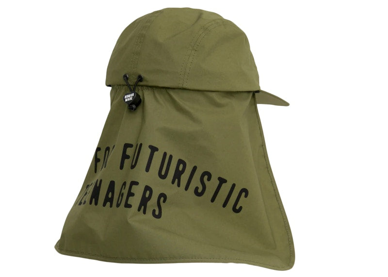 Human Made Polar Bear 4 Panel Sunshield Cap Olive Drab