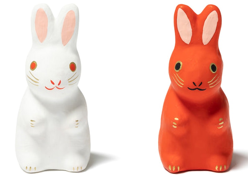 Human Made Rabbit Hariko Small Figure (Set of 2) White Red