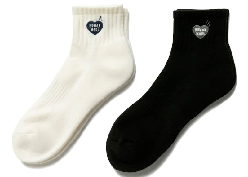 Human Made Short Pile Socks (Set of 2) Black White