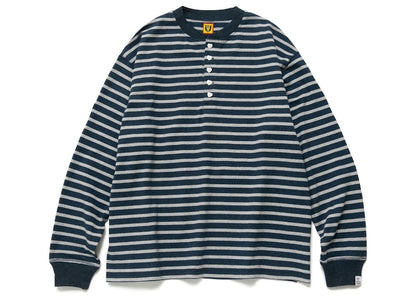 Human Made Striped Henley Neck L/S T-Shirt Navy