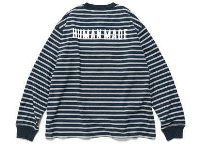 Human Made Striped Henley Neck L/S T-Shirt Navy