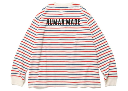 Human Made Striped Henley Neck L/S T-Shirt White