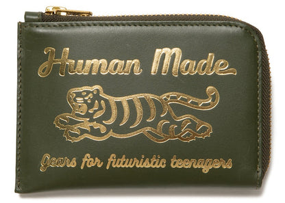 Human Made Tiger Leather Wallet Olive Drab