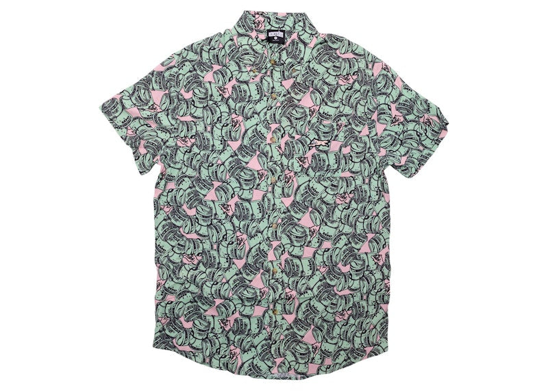 Ice Cream Hundreds Woven Short Sleeve Shirt Green/Rose Smoke