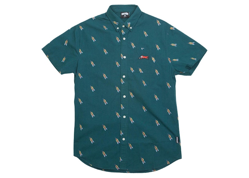 Ice Cream Lift Woven Short Sleeve Shirt Green/Deep Teal