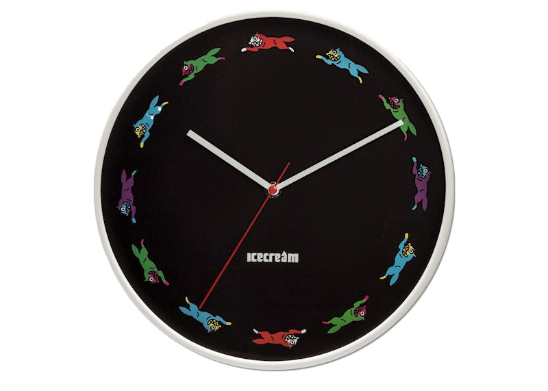 Ice Cream Father Time Clock Black
