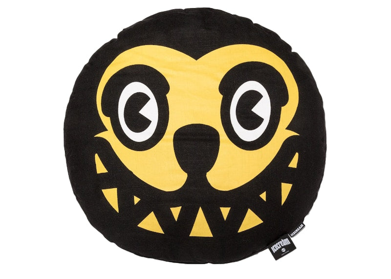 Ice Cream Grin Printed Pillow Black/Yellow