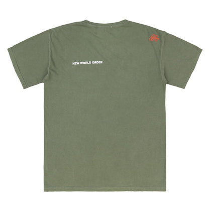 Infinite Archives Logo New World Order Tee Green Hemp