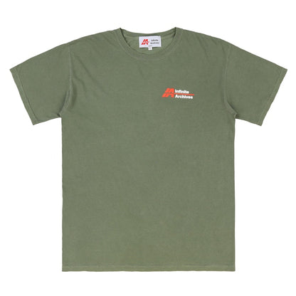 Infinite Archives Logo New World Order Tee Green Hemp
