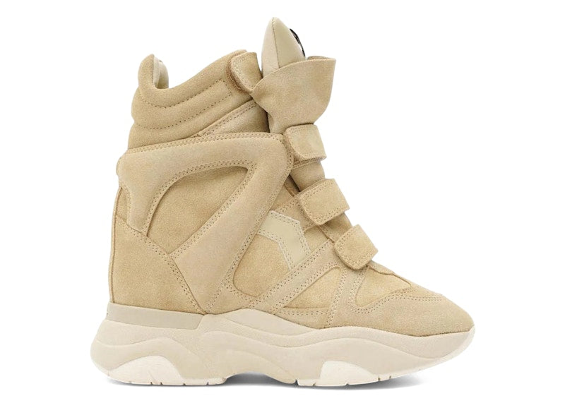 Isabel Marant Balskee High-Top Wedge Sneakers Beige Suede Calfskin Leather (Women's)