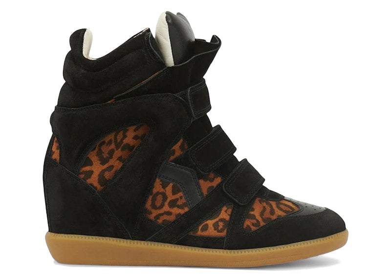 Isabel Marant Bekett Leather Wedge Sneakers Leopard (Women's)