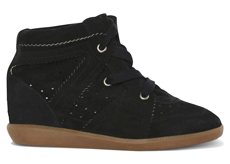 Isabel Marant Bobby Suede Calfskin Leather Wedge Sneakers Black (Women's)