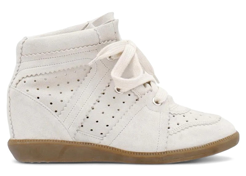 Isabel Marant Bobby Suede Calfskin Leather Wedge Sneakers Chalk (Women's)