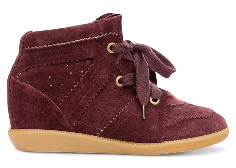 Isabel Marant Bobby Suede Calfskin Leather Wedge Sneakers Plum (Women's)