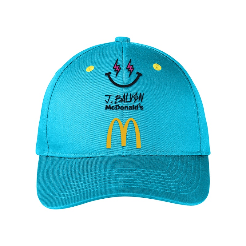 J Balvin x McDonald's Logo Baseball Hat 1 Blue