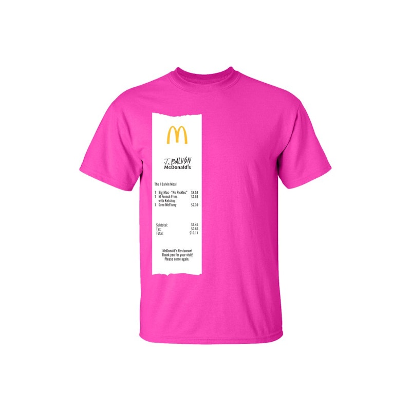 J Balvin x McDonald's Meal Tee Pink