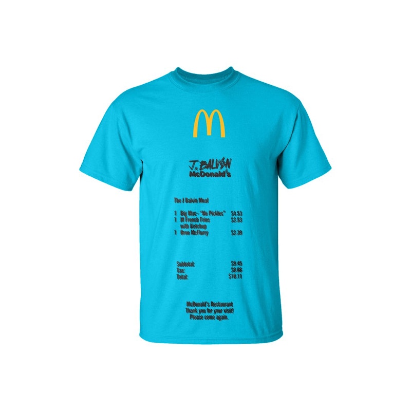 J Balvin x McDonald's Receipt Tee Blue