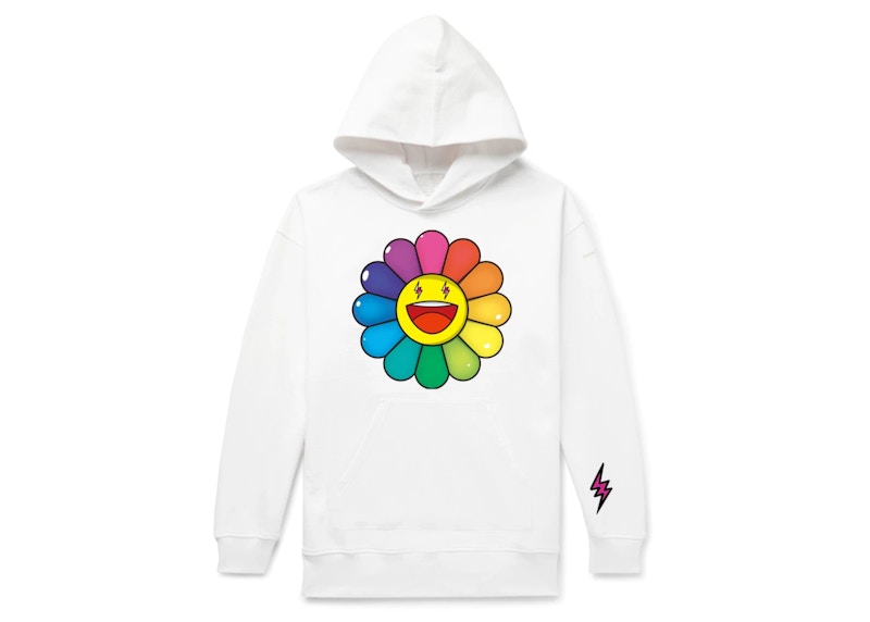 J Balvin x Takashi Murakami Rainbow Flower Hoodie White