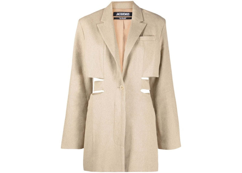 Jacquemus Bari Cut-Out Blazer Dress Beige