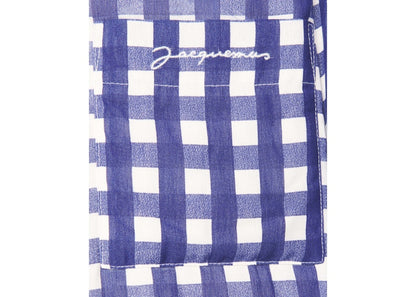 Jacquemus La Chemise Boulanger Checked Puffed Overshirt Navy Checks