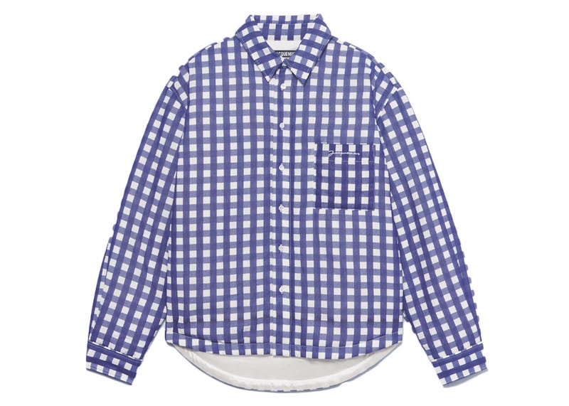 Jacquemus La Chemise Boulanger Checked Puffed Overshirt Navy Checks
