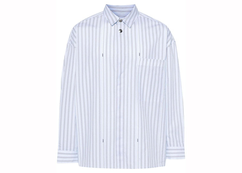 Jacquemus La Chemise Manches Longue Shirt Print Blue Stripe