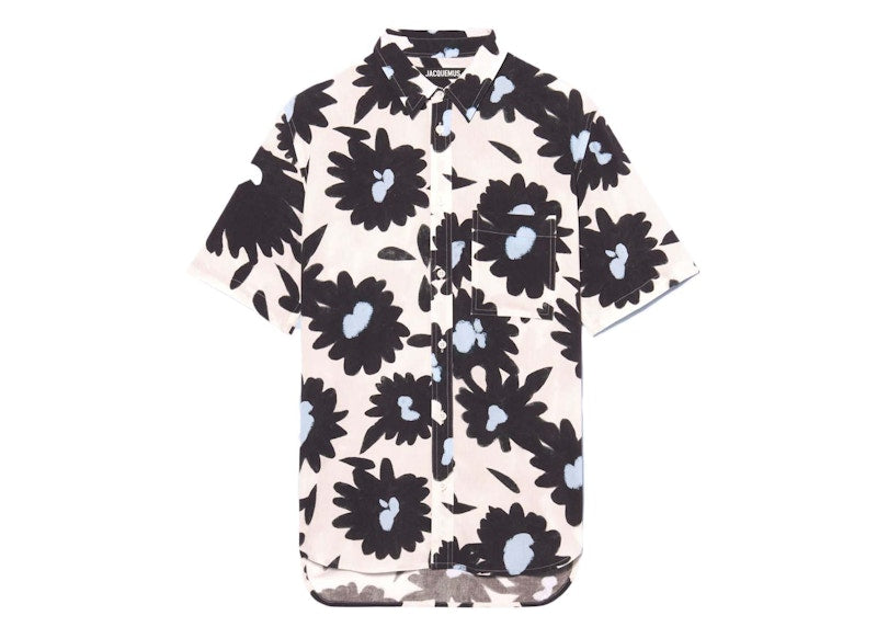 Jacquemus La Chemise Melo Short Sleeve Shirt Print Dark Navy Flowers