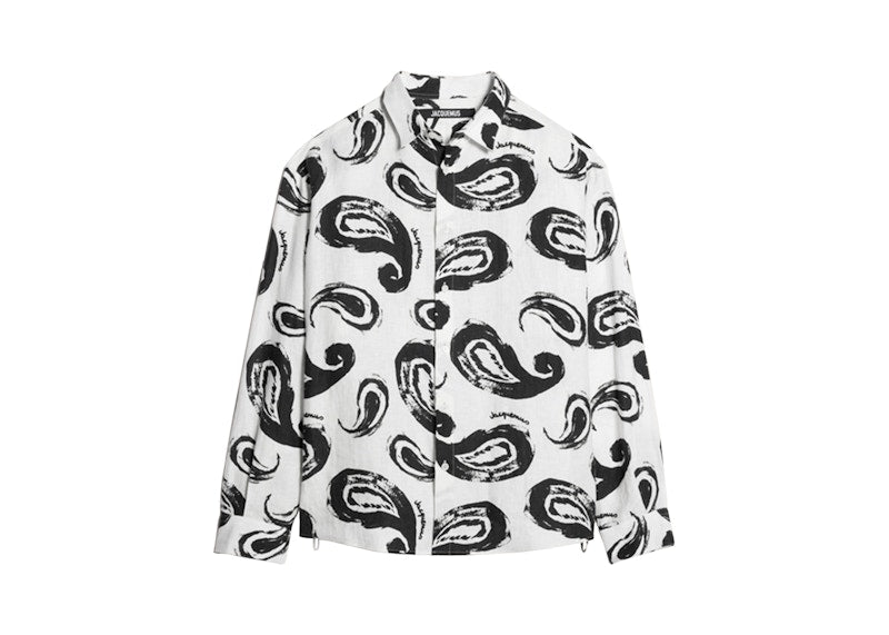 Jacquemus La Chemise Simon Painted Paisley Shirt Print White/Black Paisley