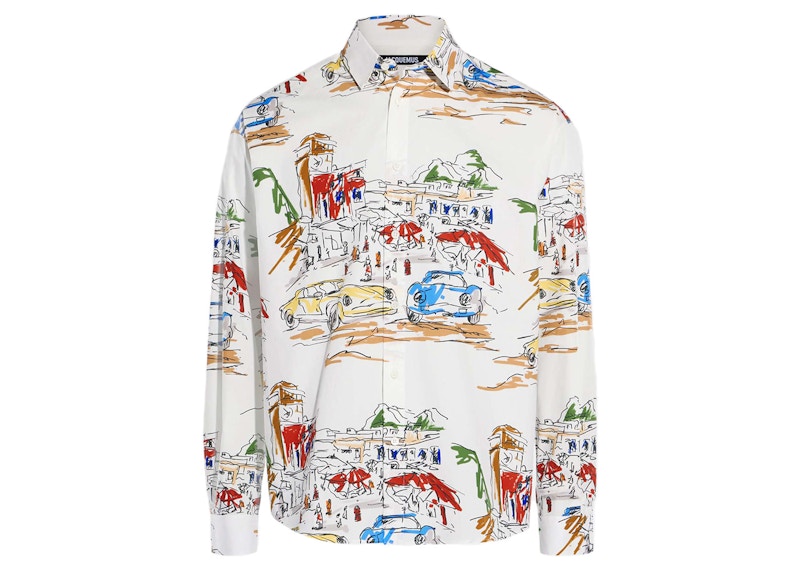 Jacquemus La Chemise Simon Print Capri Cars White