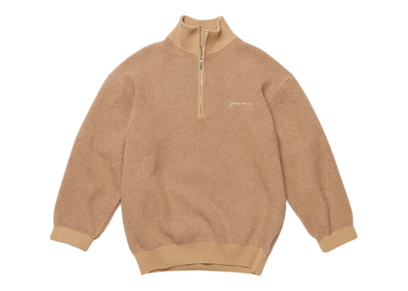 Jacquemus La Maille Berger Zip Collar Sweater Beige
