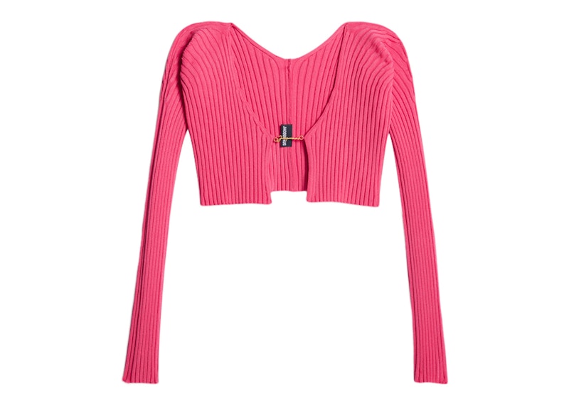 Jacquemus La Maille Pralu Micro Charm Logo Cardigan Pink
