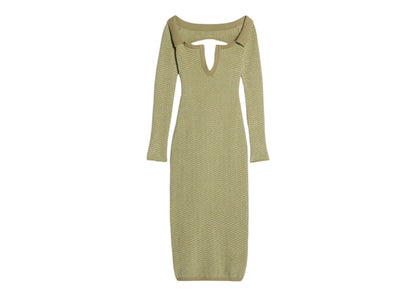Jacquemus La Robe Maille Pampero Off-The-Shoulder Polo Dress Multi-Green
