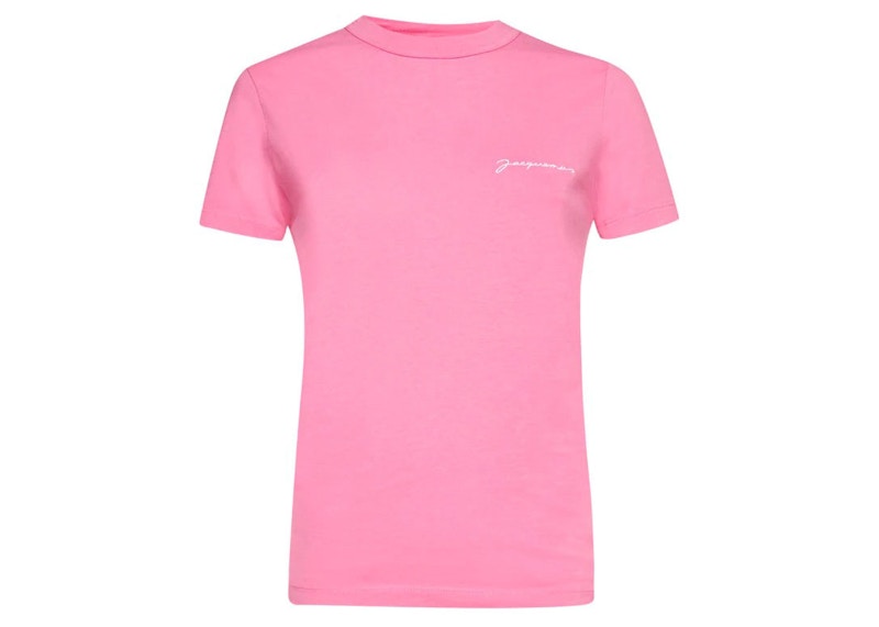 Jacquemus Ladies Embroidered Logo T-Shirt Pink
