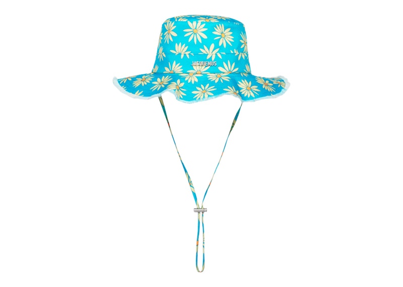 Jacquemus Le Bob Artichaut Large Brim Bucket Hat Print Green/Blue Flowers