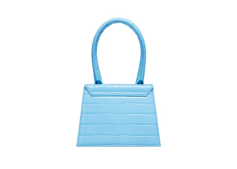 Jacquemus Le Chiquito Moyen Signature Handbag Croco Embossed Gradient Blue