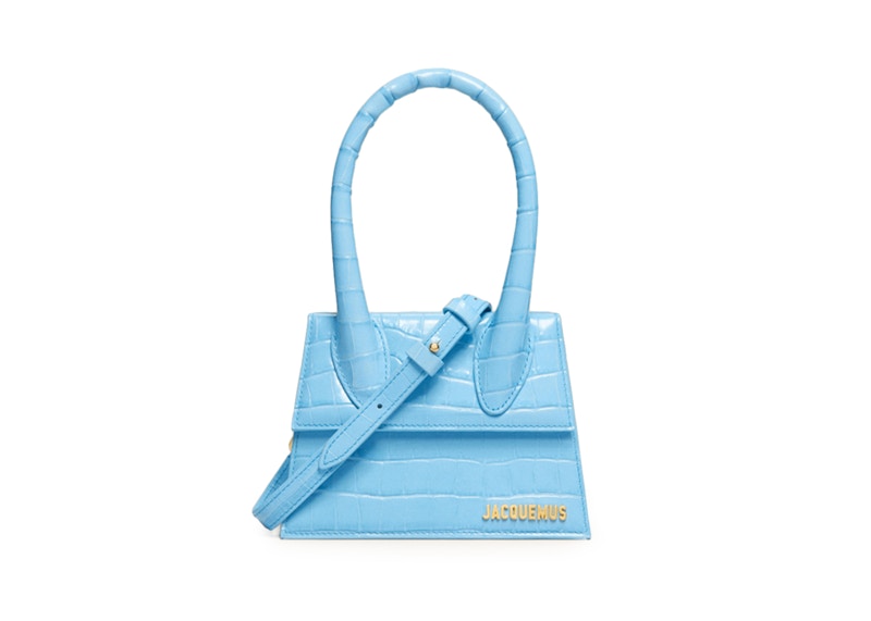 Jacquemus Le Chiquito Moyen Signature Handbag Croco Embossed Gradient Blue
