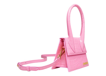 Jacquemus Le Chiquito Moyen Signature Handbag Croco Embossed Pink