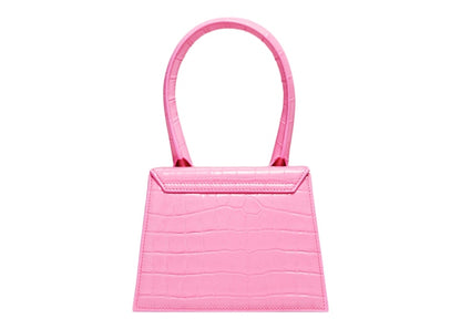 Jacquemus Le Chiquito Moyen Signature Handbag Croco Embossed Pink