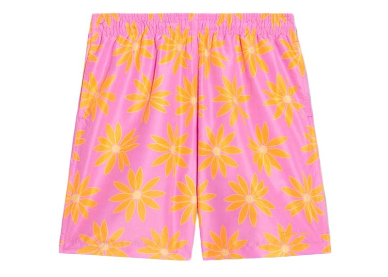 Jacquemus Le Maillot Peinture Daisy Swim Shorts Print Orange/Pink Flowers